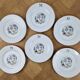 Set of 6 vintage dessert plates Limoges porcelain paradise bird