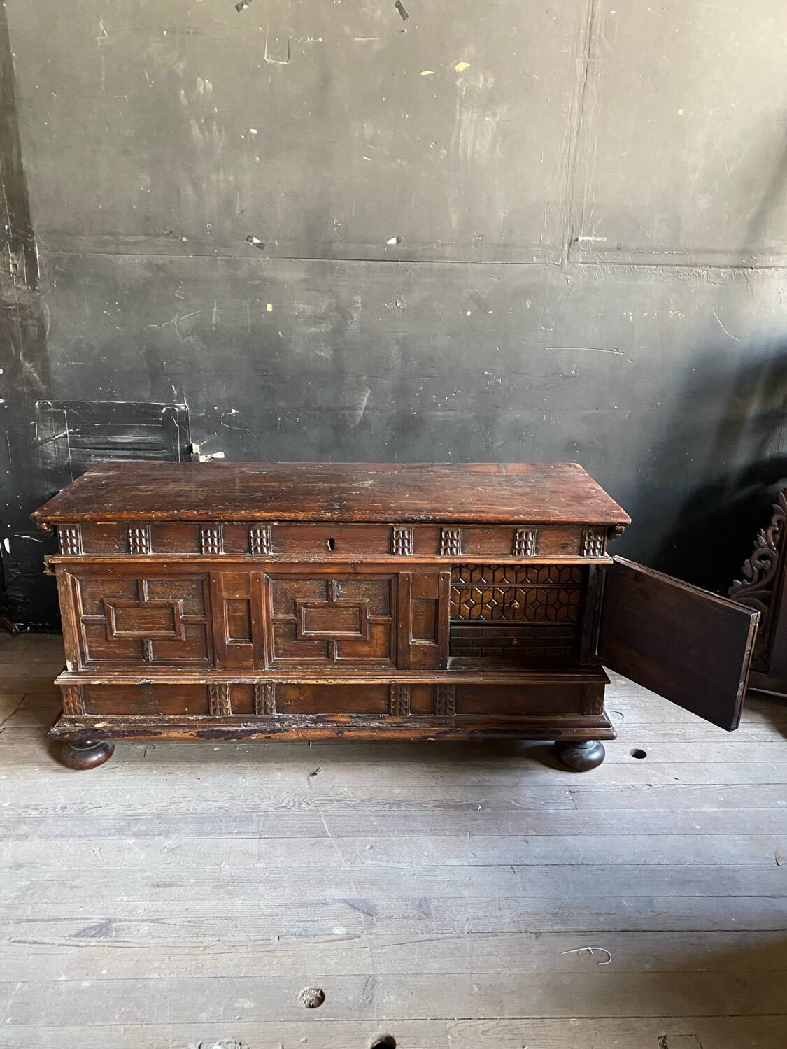 Italian chest carved wood