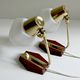 Pair of Scandinavian vintage table or bedside lamps, teak and glass, 60s