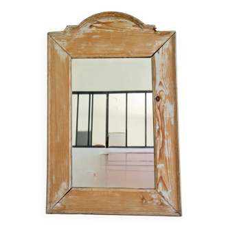 Raw patinated wood mirror - pediment