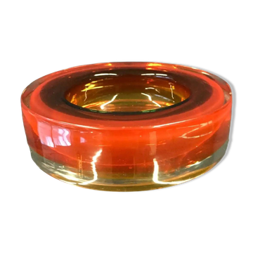 Cendrier à cigares vintage en verre orange
