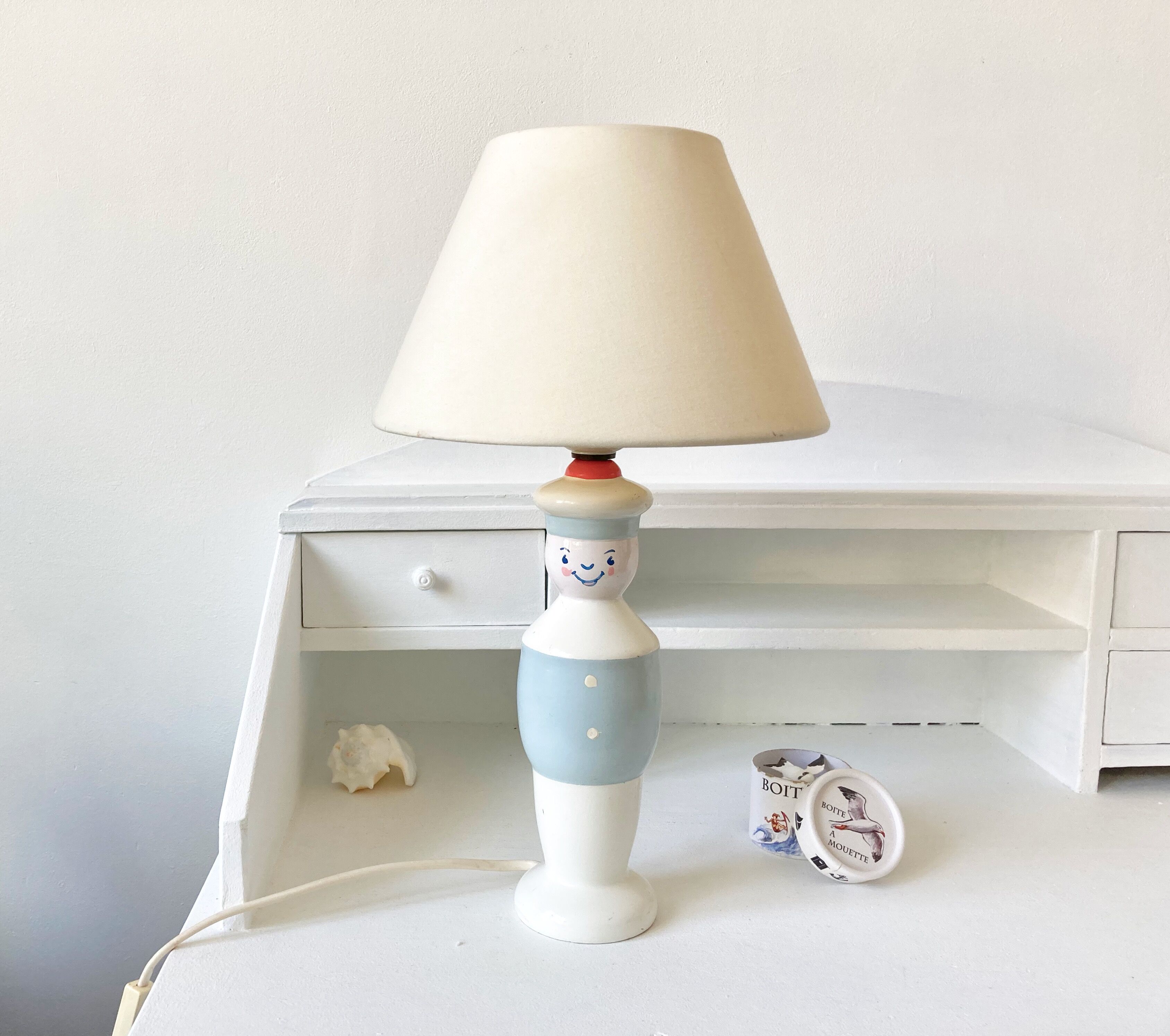 Lampe marin pied en bois