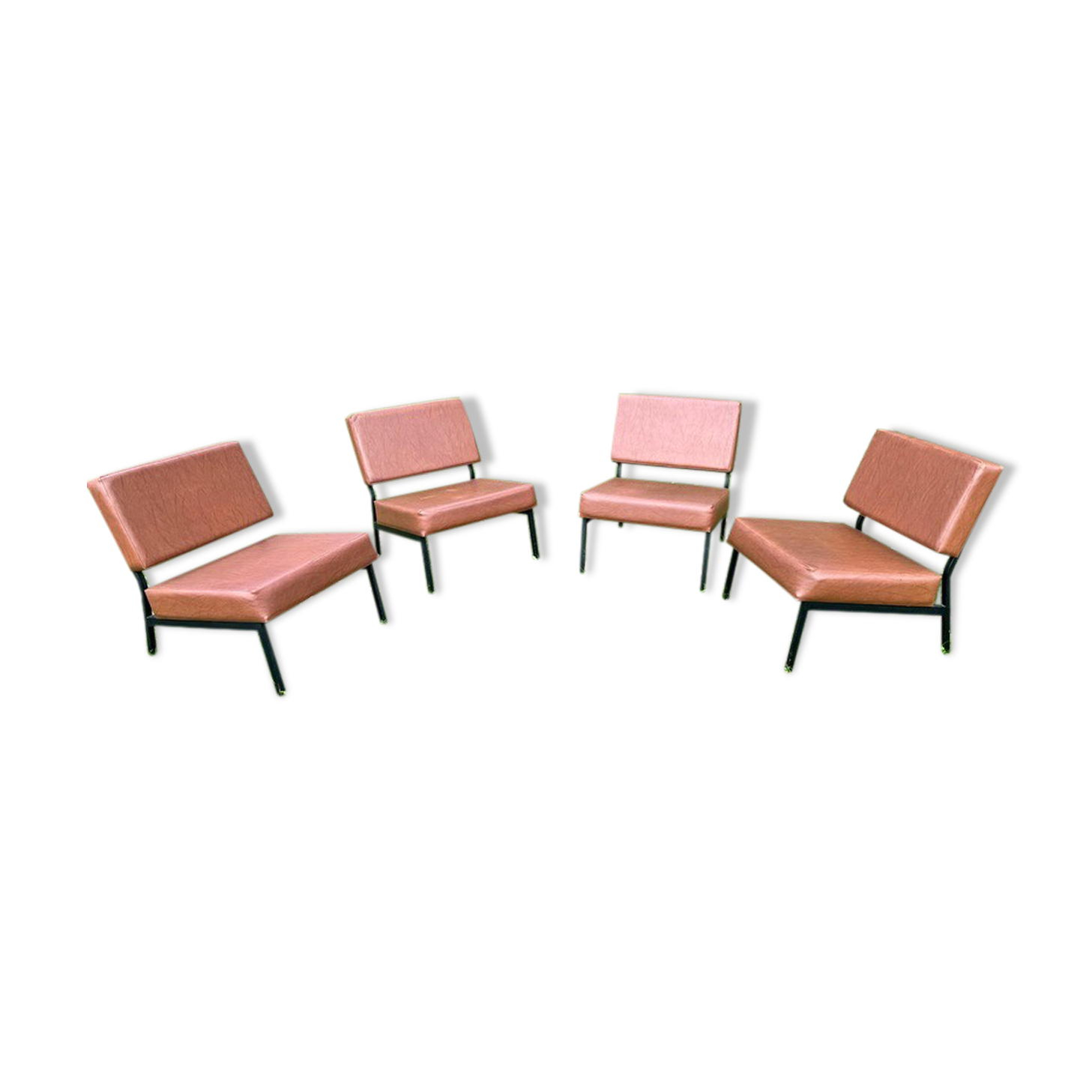 Vintage drivers, Armchair, Metalor French manufacture set of 4
