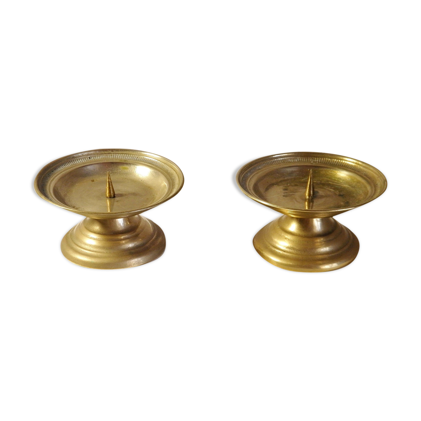 Pair of golden brass candlesticks