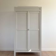 Parisian wardrobe with shelves, renovated oak wood.