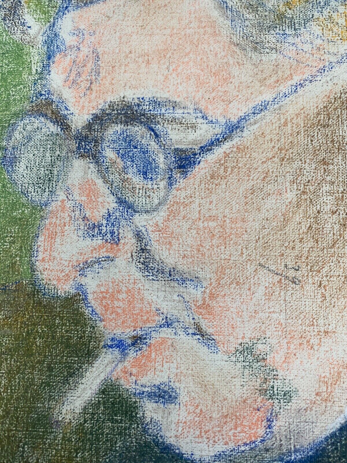 Pastel signé homme à la cigarette