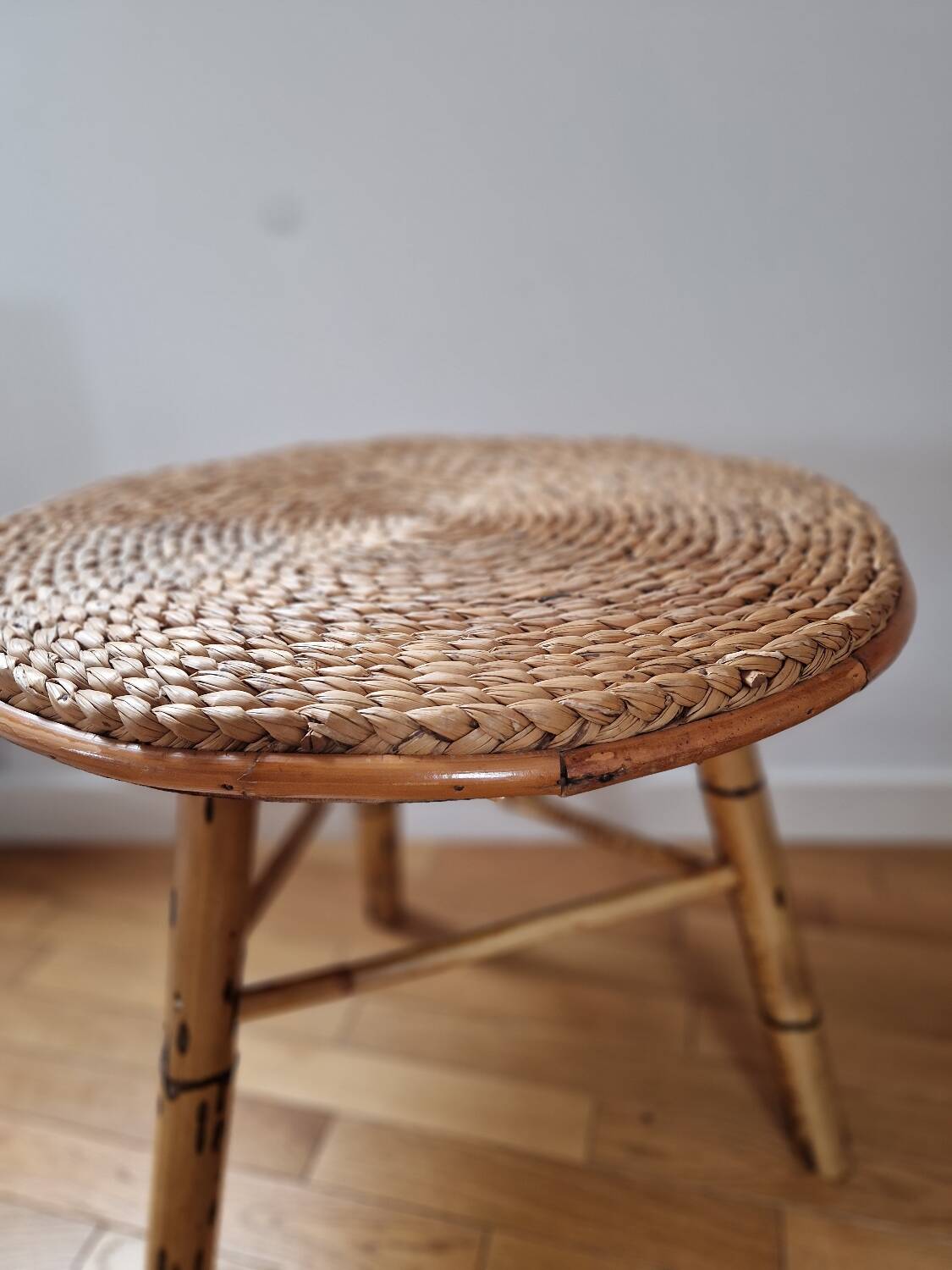 Rattan and rope coffee table