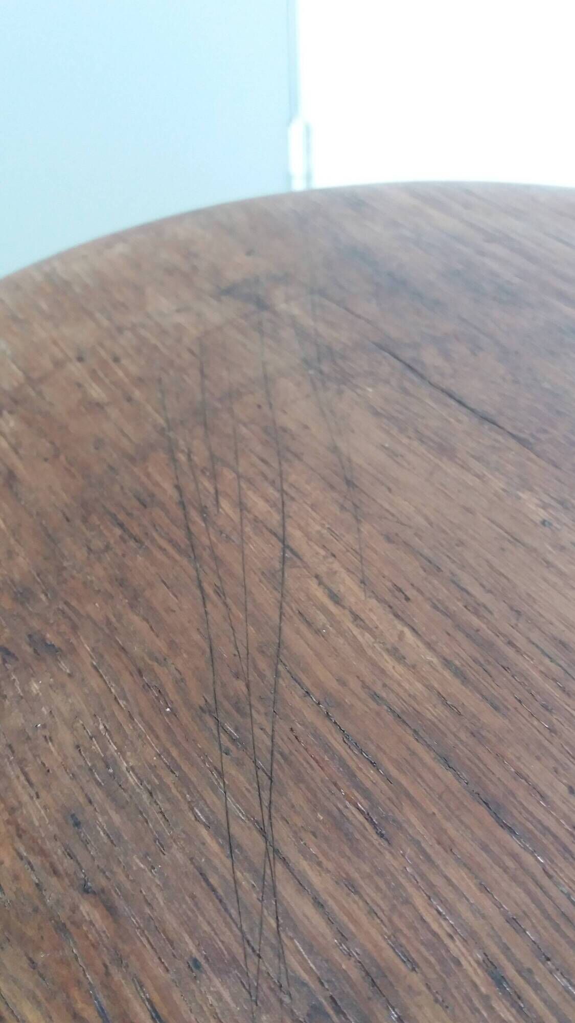Wooden seat stool with metal legs