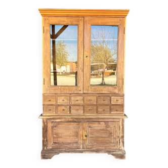 Old display cabinet in raw wood