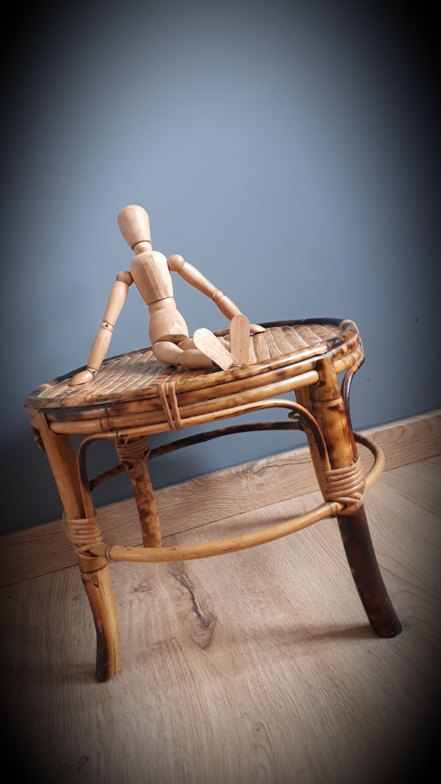 Bamboo stool under plant