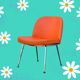 Chauffeuse vintage orange skaï et chrome 1970