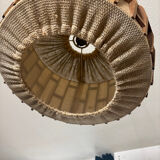 Scandinavian pendant light from the 1960s, made of wood and fabric