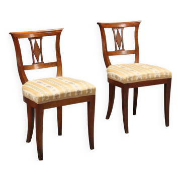 Antique mahogany and fabric chairs, Italy, 19th century