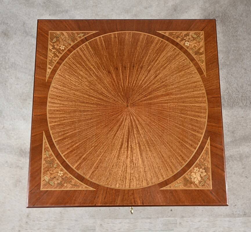 Mahogany and marquetry games table, Art Nouveau, 1920