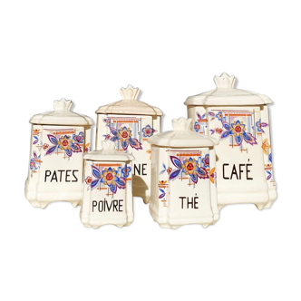 Five antique kitchen pots