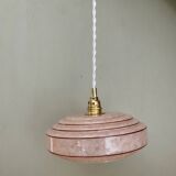 Vintage pink and red Clichy glass lampshade pendant light