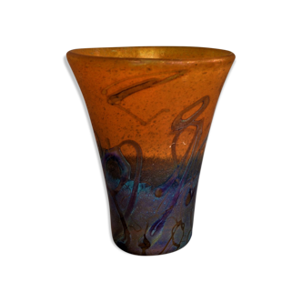 Glass paste vase signed Cinquilli