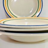 4 hollow faience plates with stripes made in Romania
