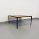 Vintage modernist square coffee table in teak and black metal from the 60s
