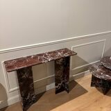 designer console in red rosso levanto marble
