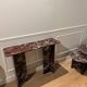 designer console in red rosso levanto marble