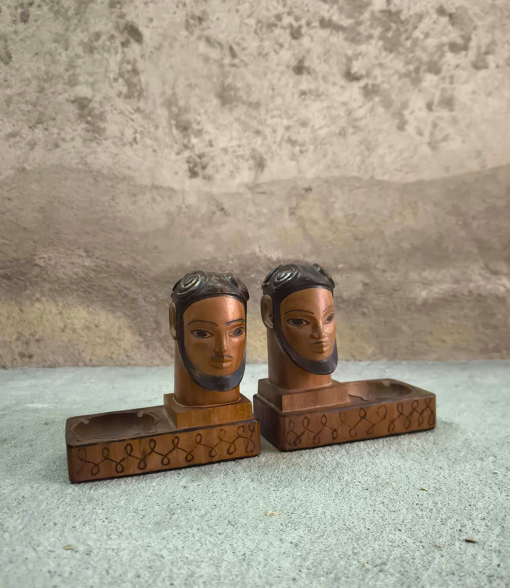 Pair of vintage wooden bookends