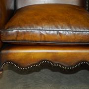 Victorian restored George II style high-back leather canapé