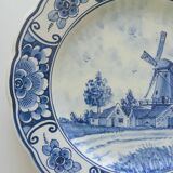 Assiette ancienne hollandaise, décor moulin bleu, delft vp 220, vintage, assiette décorative de collection, assiette de dessert, pays-bas
