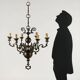 Antique chandelier with 6 lights in bronze, Netherlands, 18th century