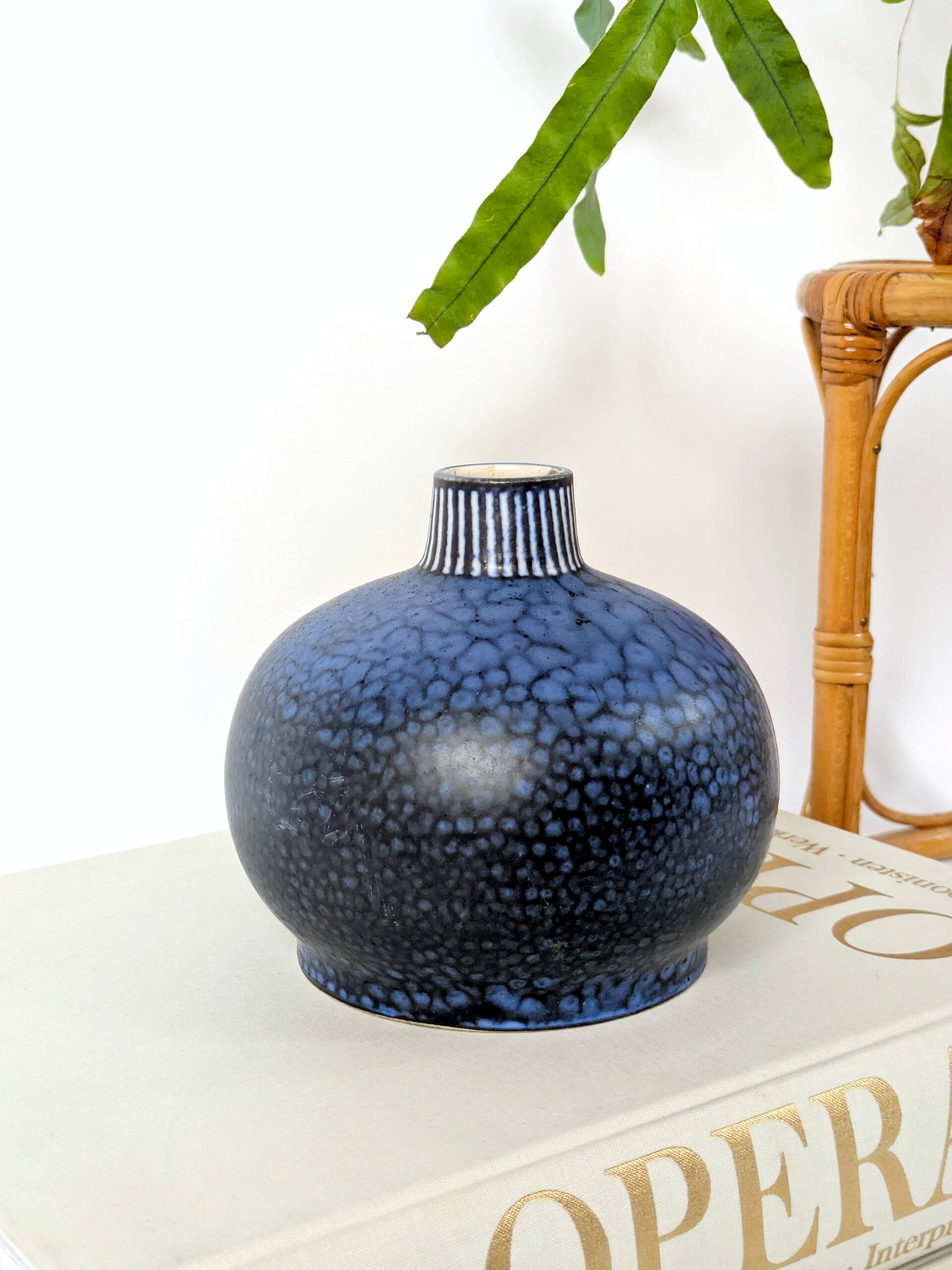 Vintage blue ceramic vase by Thoms Keramik, Germany, 1960s–1970s