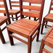 Suite de 8 chaises brutalistes bois exotique massif (essingan) 1960