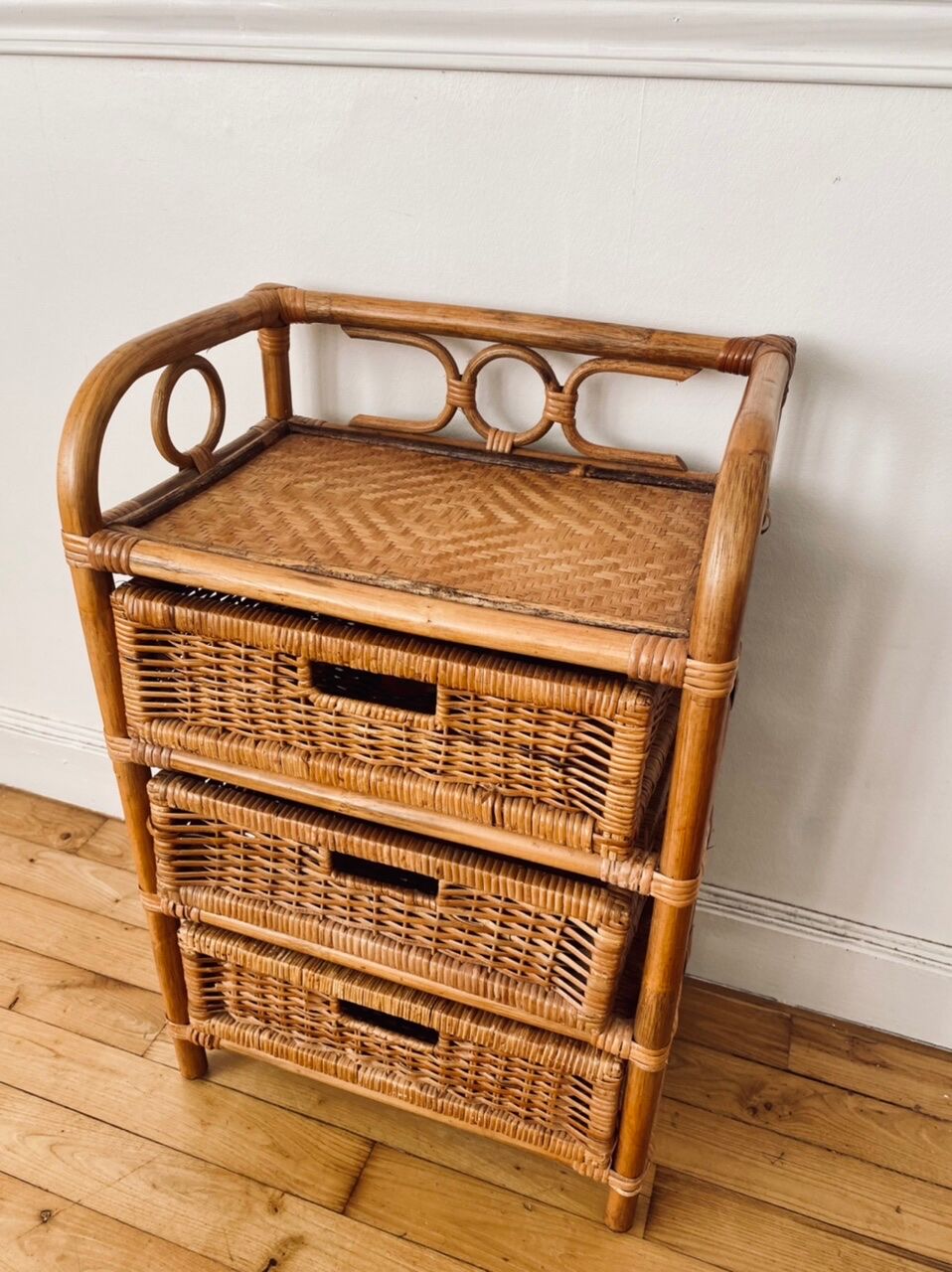 Bamboo and rattan bedside table