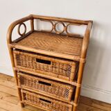 Bamboo and rattan bedside table