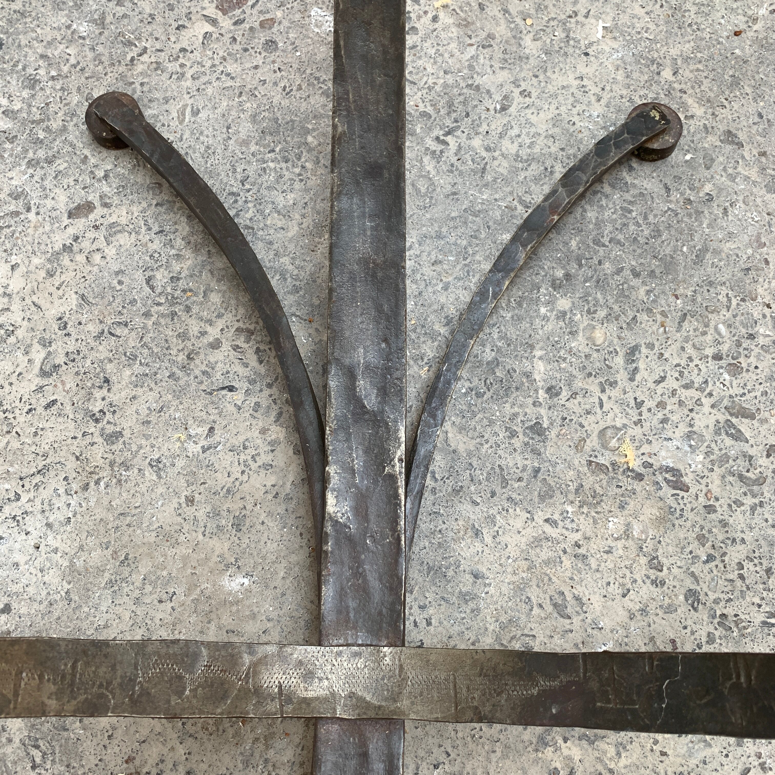 Granite and hammered wrought iron coffee table