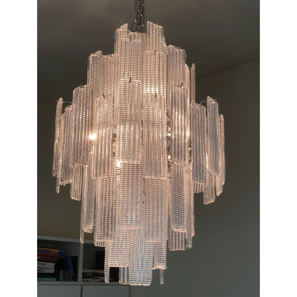 Transparent diamond strips “listelli” murano glass chandelier