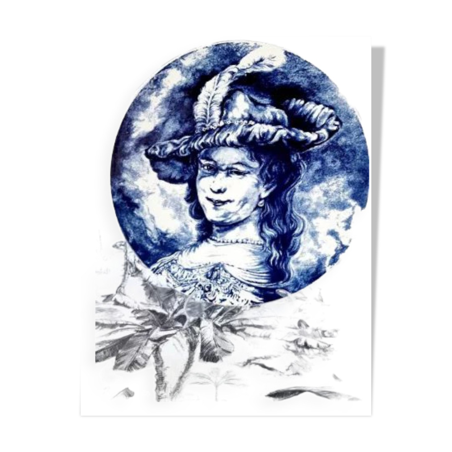 Plat Décoratif Boch Bleu De Delft - Motif Rembrandt - Diamètre 34 Cm - Occasion