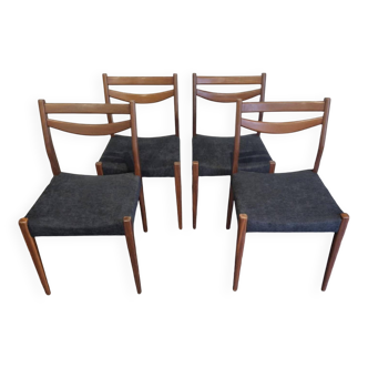 Suite de 4 chaises scandinaves, années 1970