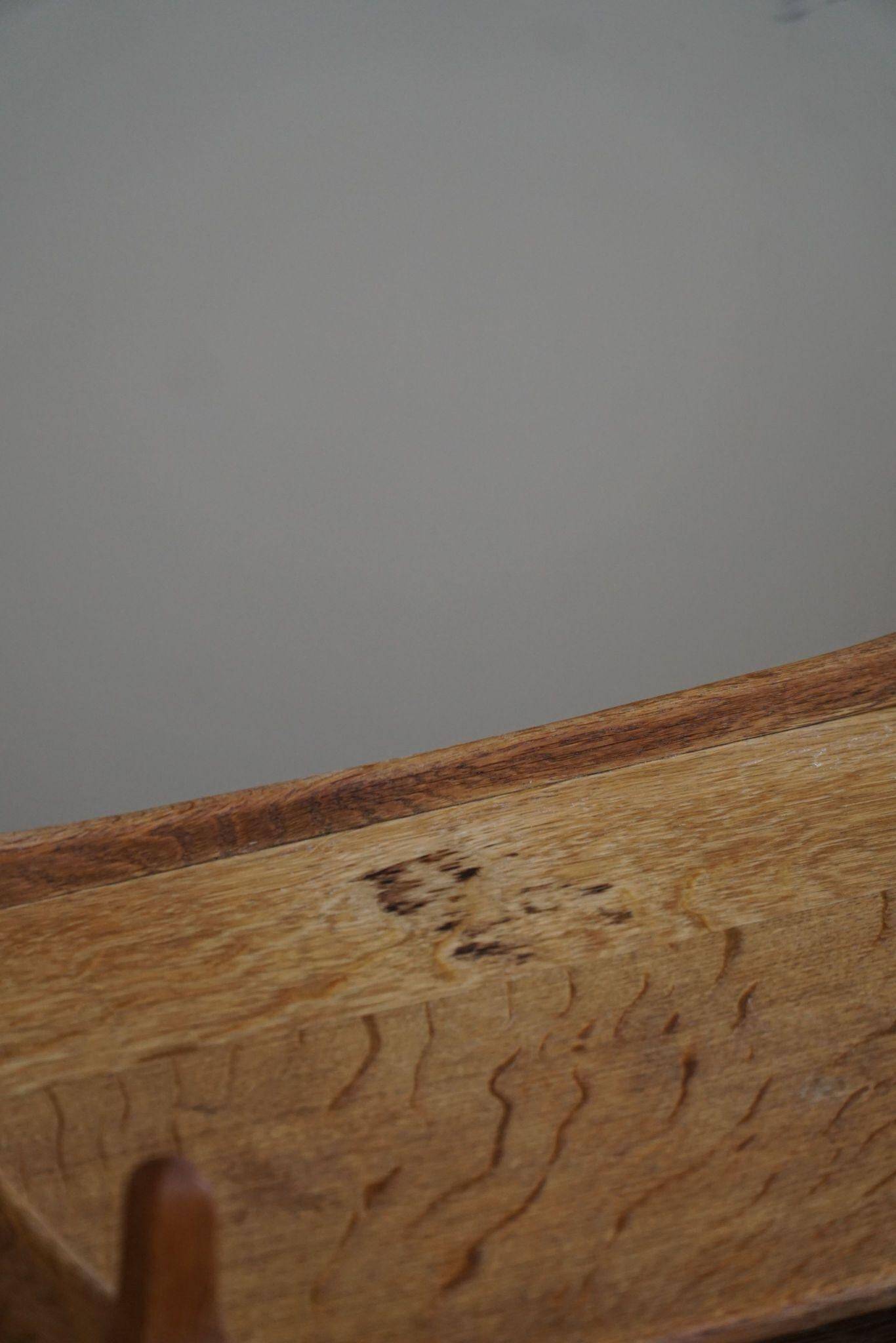 Henning Kjærnulf, oak bedside table, modern Danish, "Razorblade", 1960s