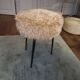Beige faux fur tripod stool
