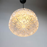 French mid-century glass & chrome pendant ceiling light, c.1960s