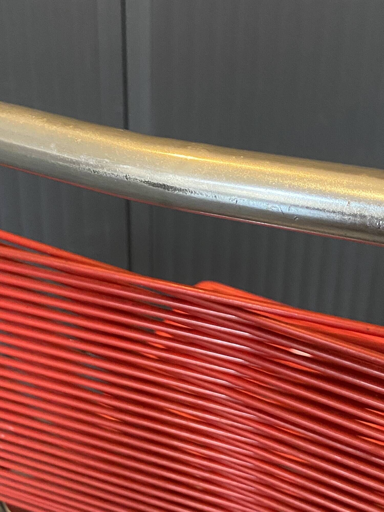 Scoubidou chair or vintage 1960 red chrome spaghetti chair