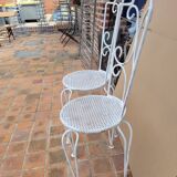 Paire de chaises de jardin ancienne en fer forgé