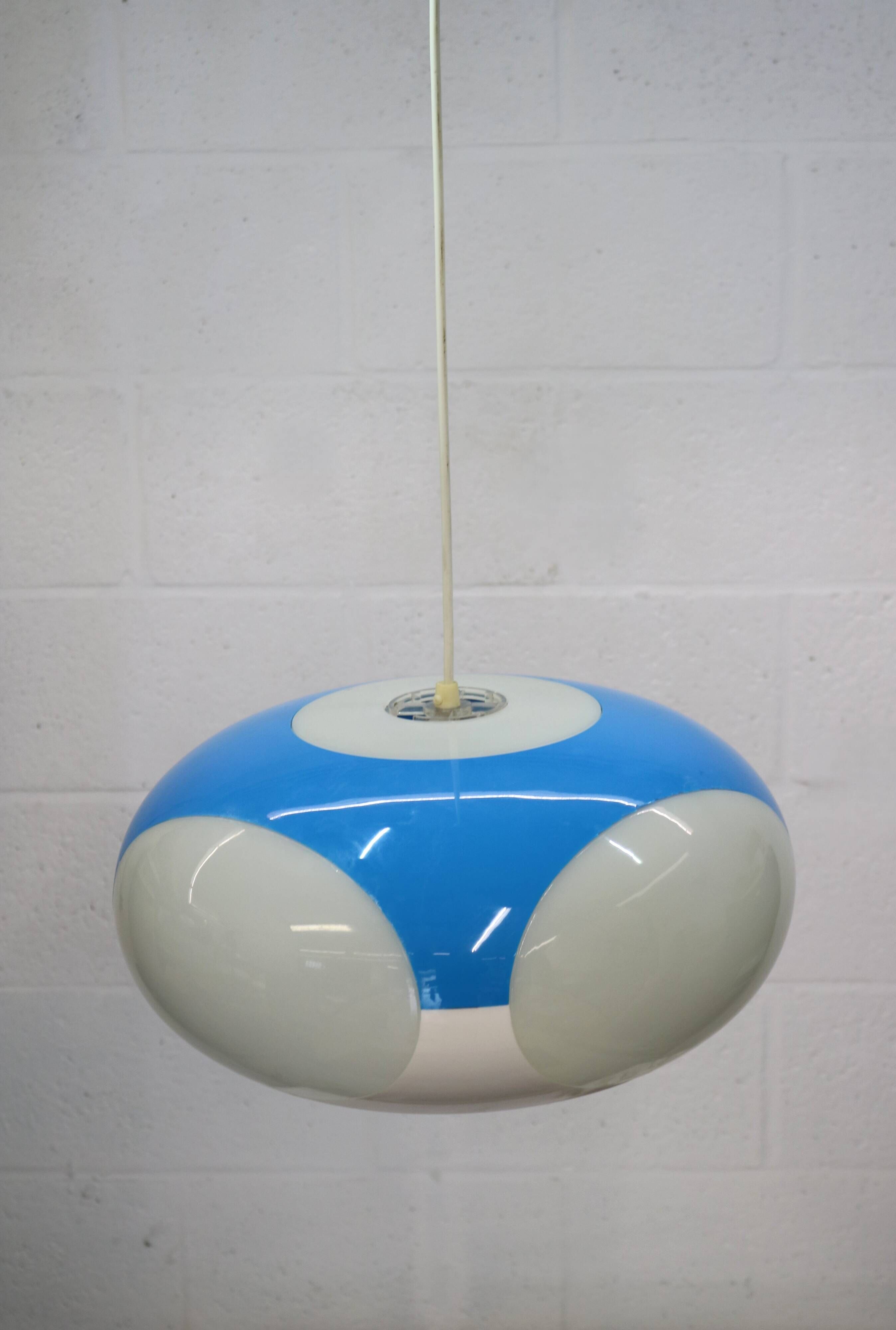 Unique Space age bug eye ufo lamp *** Massive Belgium *** blue and white
