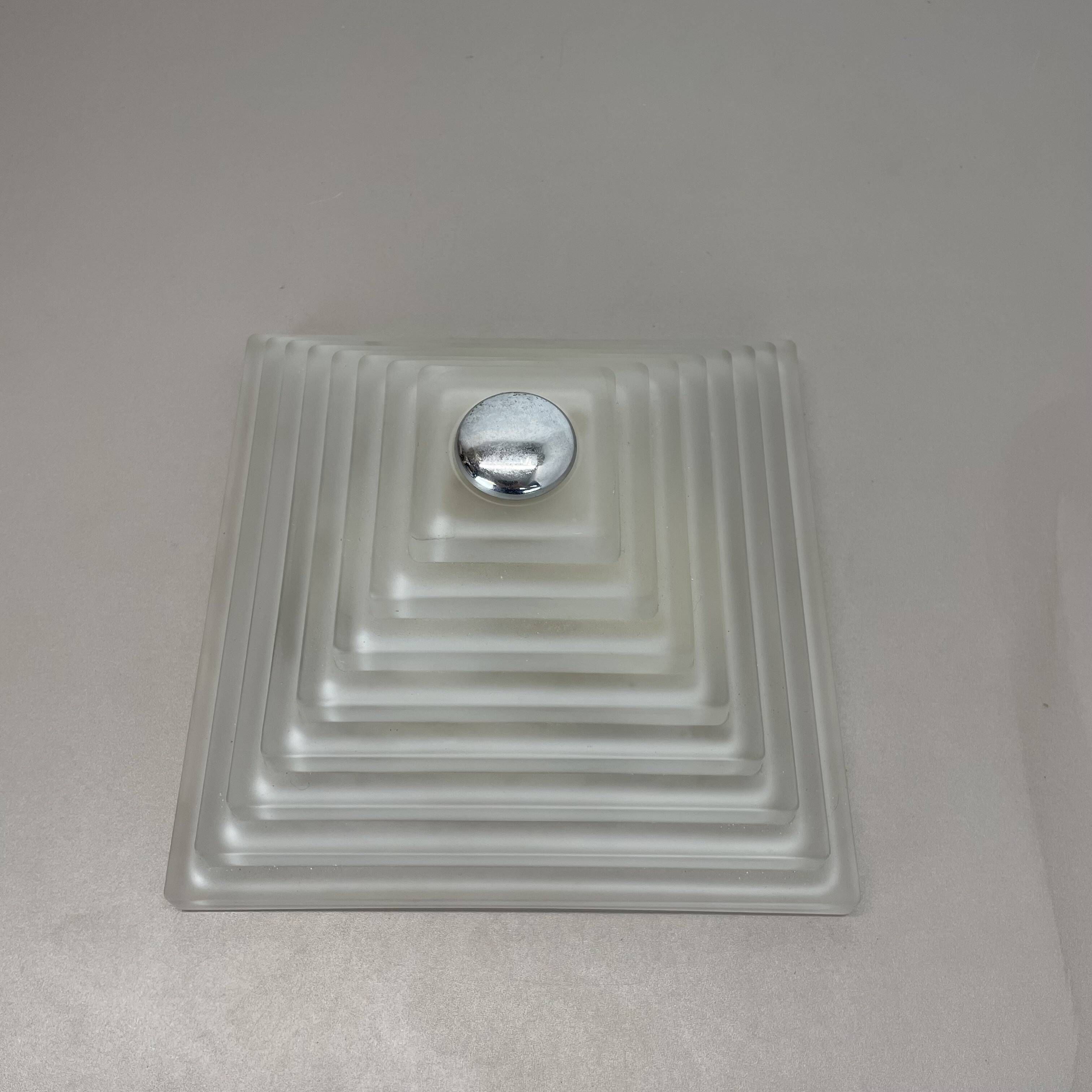 Cubic satin white glass wall light by glashütte limburg attrib., germany 1980s