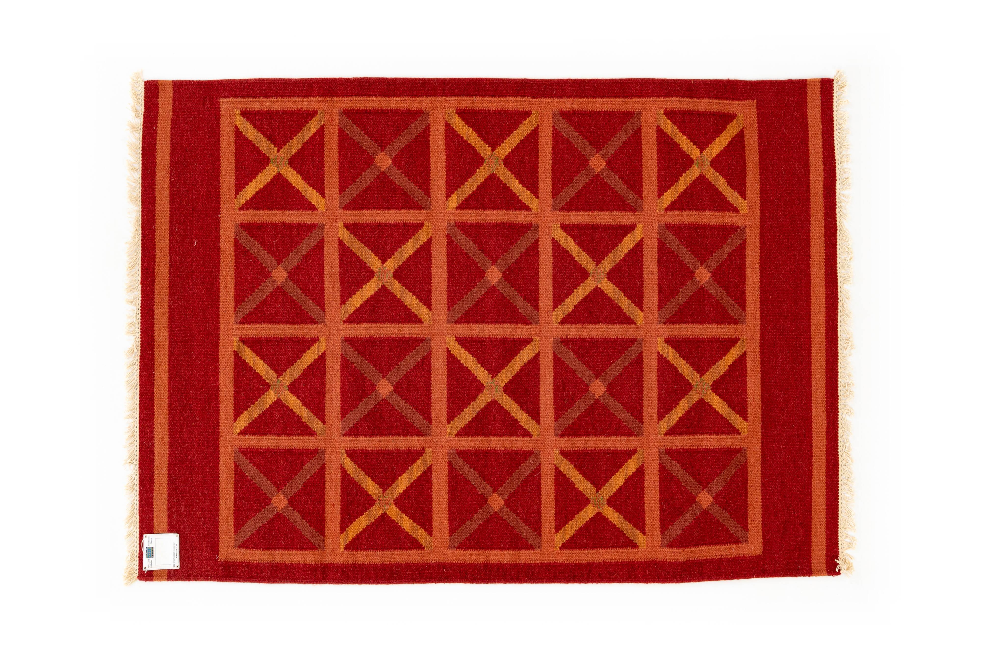 NOS Scandinavian XXth century modern rug by Anna Johanna Ångström, 199/206 x 140 cm (78/81 x 55 in)