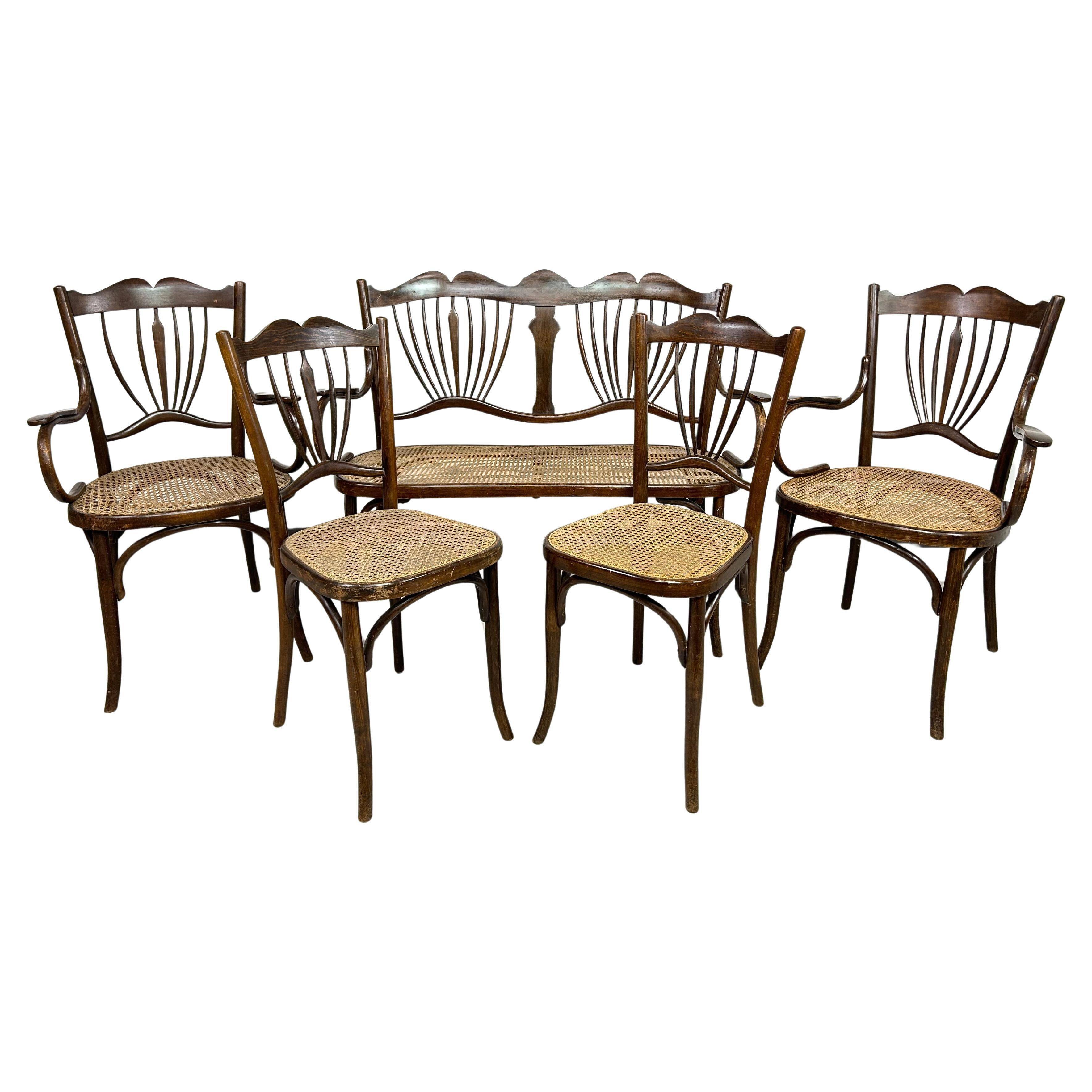 Art Nouveau seating group by Fischel Austria