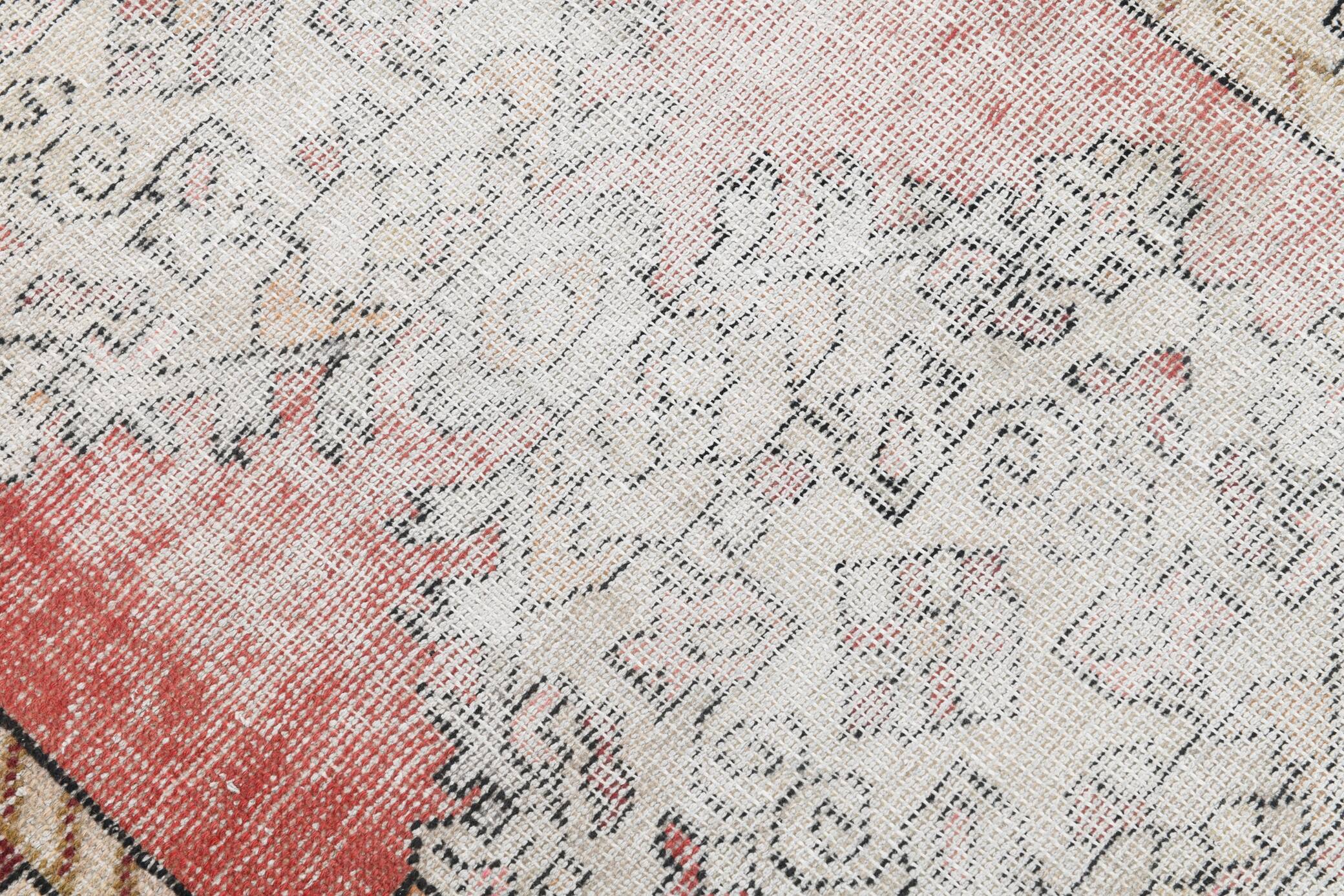 3x9 Rug For Hallway Antique Red Vintage Runner Rug, 102x261Cm SK 3931