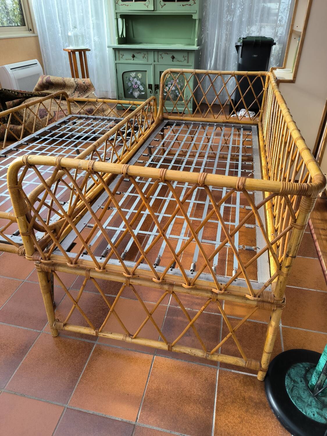 Rattan trundle bed 1960