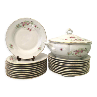 Set 22 assiettes et soupière Tchécoslovaquie