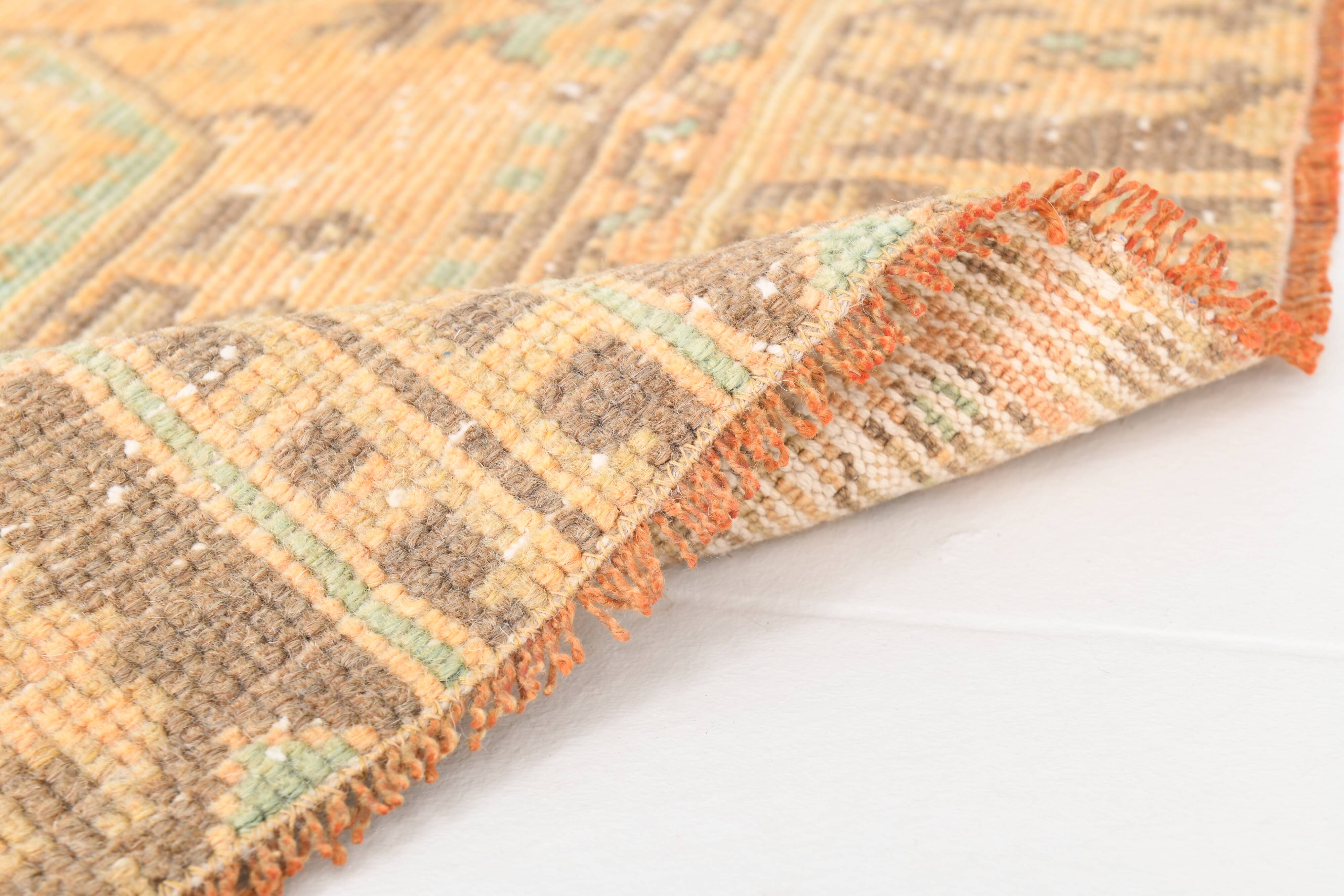 2x5 Turkish Vintage Runner Rug: Light Orange Peach Handmade Carpet 75x170Cm